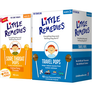 儿科医生推荐 Little Remedies 儿童润喉止痛+缓晕车棒棒糖 各10支