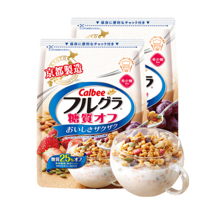 88VIP：Calbee/卡乐比 富果乐减糖水果坚果即食麦片 600g*2