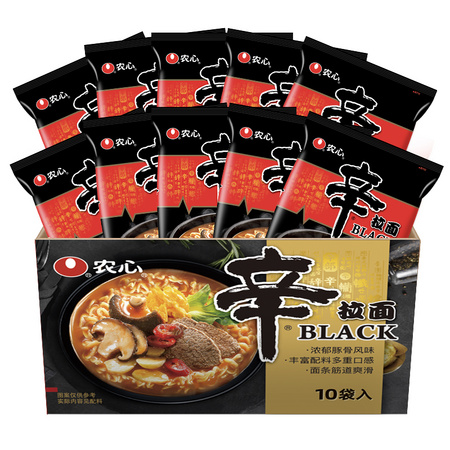 88VIP、刚需可入：农心 辛拉面black豚骨拉面 134g*10袋
