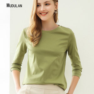 牧都兰 女士春秋款 针织绵柔长袖T恤