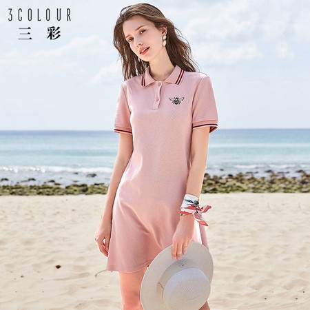 3COLOUR 三彩 D022012L21 女士短袖Polo连衣裙
