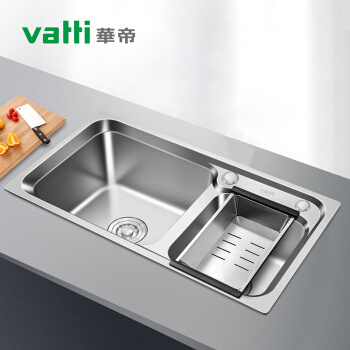 京东PLUS会员：VATTI 华帝 091206 304不锈钢大容量拉伸双槽