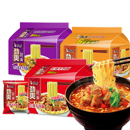 康师傅 劲爽拉面 香辣牛肉面 5包装