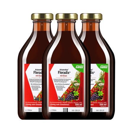 Floradix salus 红铁元 补铁口服液 500ml*3瓶