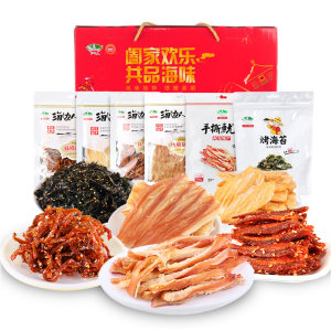 青岛特产 海边人 海鲜年货礼盒 687g 含6种美食