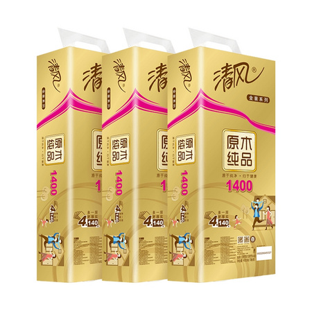 88VIP：Breeze 清风 金装卷纸 4层*140g*30卷 *3件