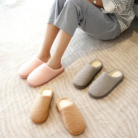 虾选 加厚毛绒 居家拖鞋