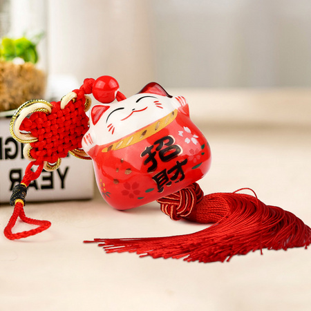 sanstyle 上善若水 招财猫陶瓷挂件 33*5.5cm