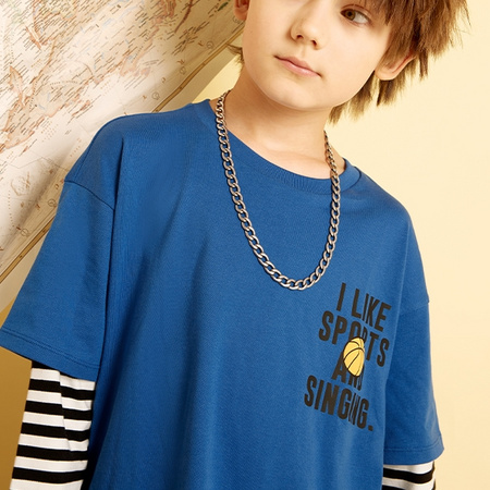 A21 儿童纯棉假两件长袖T恤