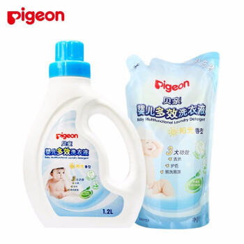 Pigeon 贝亲 儿童多效洗衣液1.2L+1L阳光香型组合装