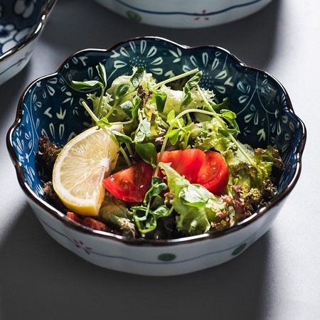 miske 日式釉下彩水果沙拉碗 2只