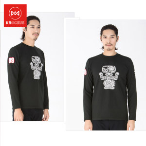 地球科学家 速干高弹面料 男女圆领长袖T恤 流汗不粘身 胸前恐龙印花