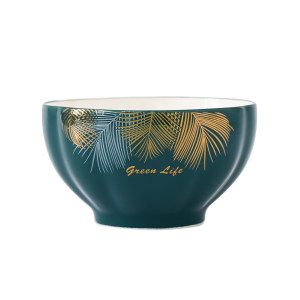 釉下彩 偶鸣 新骨瓷孔雀绿4.5英寸饭碗2个