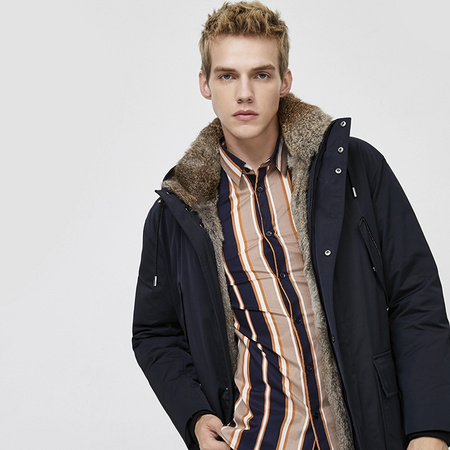 JACK JONES 杰克琼斯 219412514 中长款毛领羽绒服