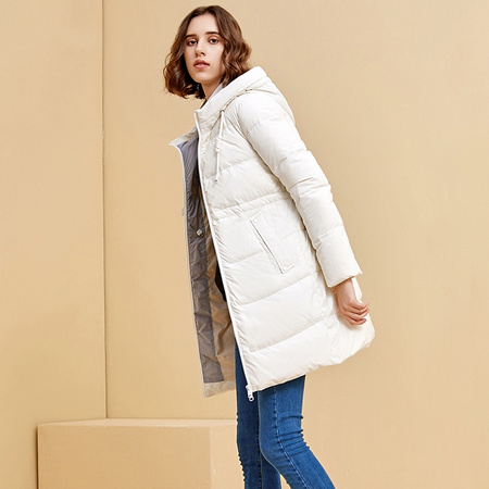 暖频道 619610 女士连帽中长款羽绒服