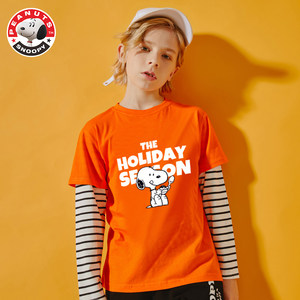 史努比 儿童纯棉长袖外套 卡通印花打底衫