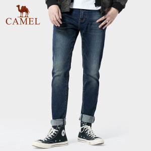 骆驼 男士春秋款 直筒水洗牛仔裤