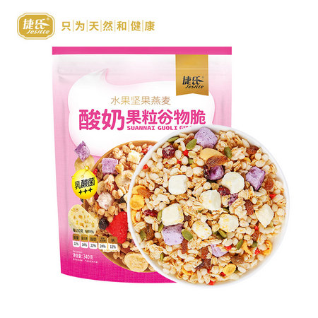 捷氏 酸奶块水果坚果燕麦谷物脆 340g *2件