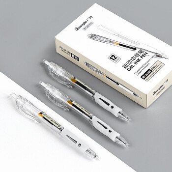 GuangBo 广博 B72015D 透明杆按动中性笔 0.5mm 全针管 12支装