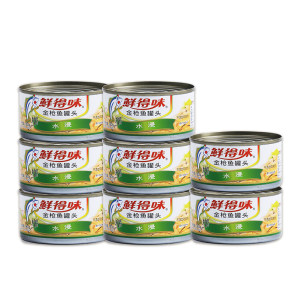 鲜得味 水浸零脂 深海金枪鱼罐头 大块肉非碎肉 180g*8罐