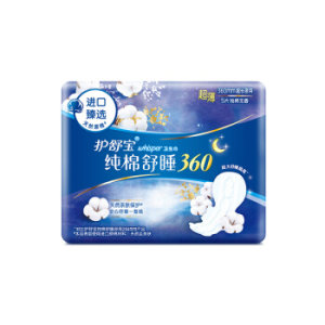 whisper 护舒宝 纯棉舒睡夜用卫生巾 360mm 5片 *9件
