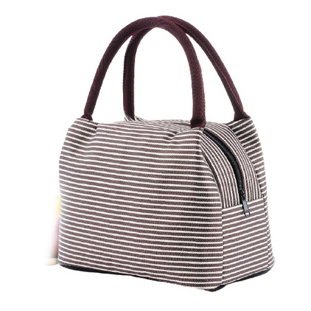 森巴兔 加厚保温袋 咖啡色条纹