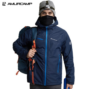 反季清仓 Amurcamp 三层压胶1.5万防水 抗暴雨 男专业级户外冲锋衣