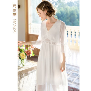 芬腾旗下 玛伦萨 性感镂空蕾丝花边长款睡裙