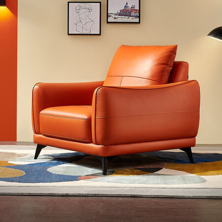 QuanU 全友 102558 牛皮单椅 橘色