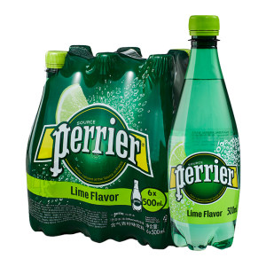 天猫超市 法国 Perrier无糖气泡水 青柠味 500ml*6瓶*4件