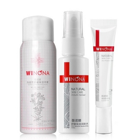 WINONA 薇诺娜 敏肌喷雾防晒套装（水30ml+防晒15g+马齿苋喷雾50ml）