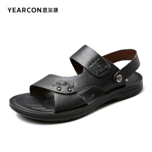 意尔康 头层牛皮凉鞋 拖鞋