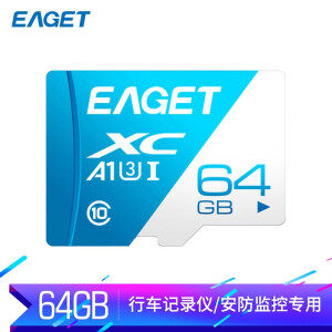 EAGET 忆捷 忆捷（EAGET）64GB TF（MicroSD）存储卡 A1 U3 V30 行车记录仪&安防监控专用内存卡 高速耐用 读速100MB/s