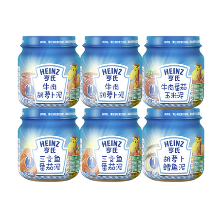 Heinz 亨氏 宝宝辅食蔬果肉泥 牛肉番茄玉米味 6瓶装