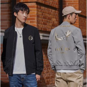 卡宾 国风系列 男士 仙鹤刺绣 棒球领 休闲夹克