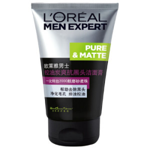 PLUS会员： L'OREAL PARIS 巴黎欧莱雅 男士控油炭爽抗黑头洁面膏 100ml