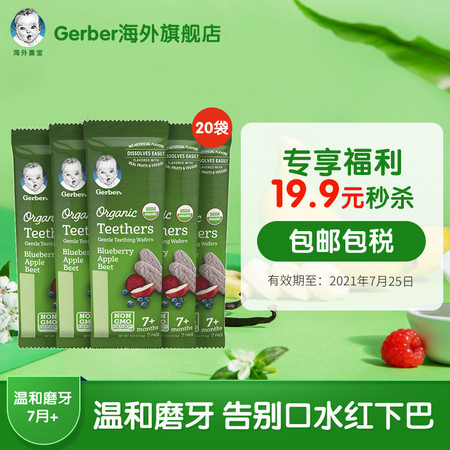 Gerber 嘉宝 宝宝辅食磨牙米饼 20袋装