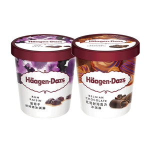 天猫超市 法国进口 葡萄朗姆酒+比利时巧克力味 哈根达斯冰淇淋 392g*2杯