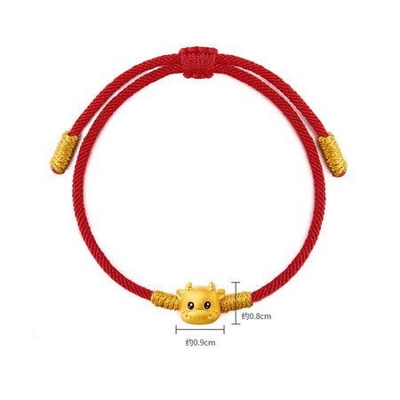 CHJ JEWELLERY 潮宏基 足金生肖牛转运手绳