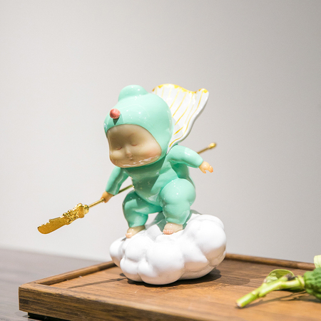 稀奇艺术 瞿广慈《平步青云》14.5X11x10cm 雕塑 玻璃钢手绘