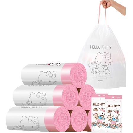 yekee 宜洁 hellokitty抽绳垃圾袋 1.5丝 60只*5卷