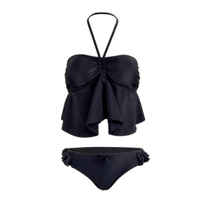 日本 阪织屋 吊带聚拢遮肚露背裙式泳衣 19元包邮