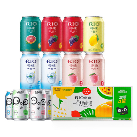 88VIP：RIO 锐澳 超定制款 12罐（330ml*8+气泡水330ml*4）