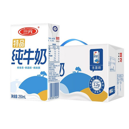 限华北：SANYUAN 三元 特品纯牛奶 227ml*16袋