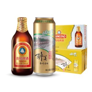 青岛啤酒 高端小棕金24瓶+山水 12听 106元55盛典价