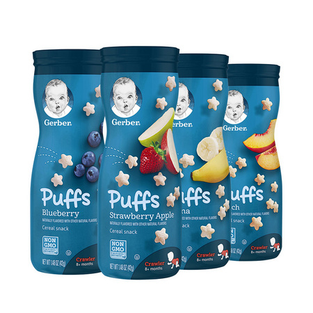 88VIP：Gerber 嘉宝 宝宝辅食泡芙多口味 3段 42g*4罐