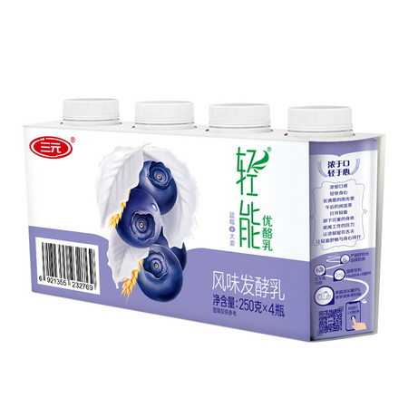 SANYUAN 三元 蓝莓+大麦 250g瓶*4 瓶 14.9元（需买10件，实付149元