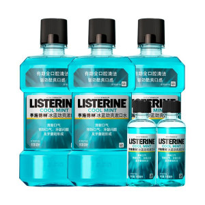 天猫超市 李施德林 冰蓝劲爽漱口水 500ml*3瓶 减少牙菌斑 49.32元包邮 赠100ml*2瓶