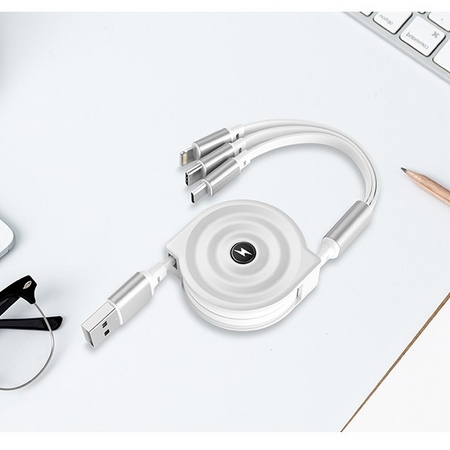 云潭 一拖三充电线 珍珠白 1米