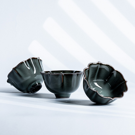 xigu 熹谷 龙泉青瓷 八瓣铁胎杯